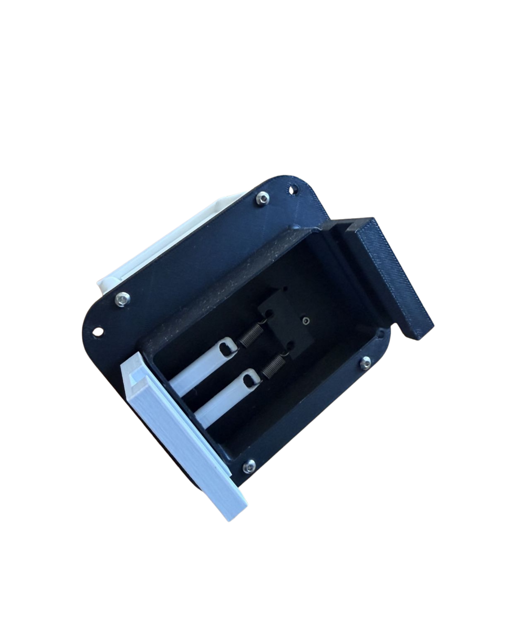 Spring phone grip mechanism, bottom view